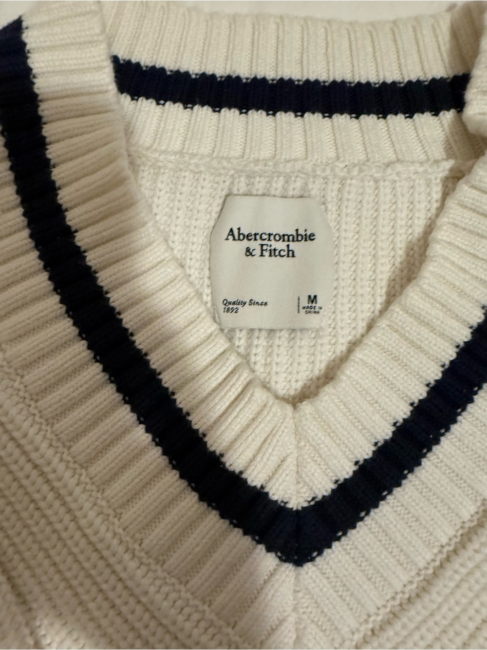 Abercrombie and fitch v neck white sweater
